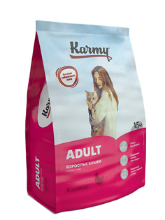 Сухой корм для кошек Karmy Adult, курица, 1,5кг