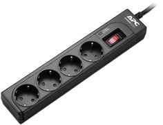 Сетевой фильтр APC P43B-RS-4-1, 4 розетки, 1 м, Black A.P.C.