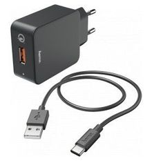 Сетевое зарядное устройство Hama H-183230, 1xUSB, 3 A, black