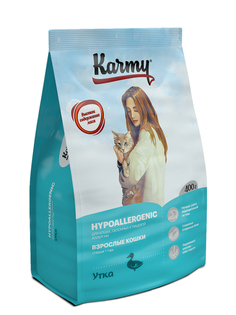Сухой корм для кошек Karmy Hypoallergenic, гипоаллергенный, утка, 0,4кг