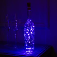 Гирлянда «Нить» 2м роса с пробкой, IP20, серебр. нить, 20 LED, свечение фиолетовое, LR44х3 Luazon Lighting