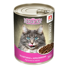 Влажный корм для кошек Big Cat Sterilized телятина-кролик 350 г Зоогурман