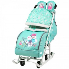 Санки-коляска Nika Baby 2 Disney Микки Маус, мятные