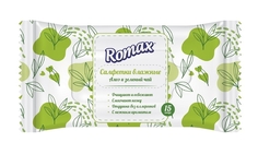 Салфетки влажные Romax с ароматом алоэ и зеленый чай, 15 шт.