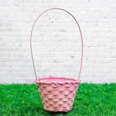 Корзины плетеная, бамбук, D 13 см, H 9,5 28 светло-розовая No Brand