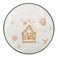 Блюдо сервировочное Millimi Пряничный домик 22 х 3 см бело-коричневое