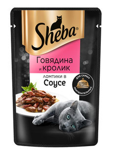 Влажный корм для кошек Sheba Ломтики в соусе с говядиной и кроликом 75г No Brand
