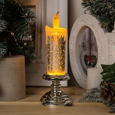 Светодиодная фигура «Свеча серебристая» 7 × 20 × 7 см, свечение тёплое белое Luazon Lighting