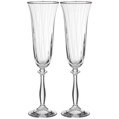 Набор бокалов для шампанского из 2 штук "анжела оптик" платина 190мл KSG-674-892 Crystal Bohemia