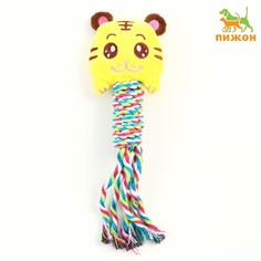 Игрушка мягкая для собак "Мишка" с погремушкой, 28 см, жёлтая Пижон