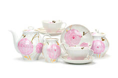 Чайный сервиз Дулево Белый лебедь Весенний 15 предметов на 6 персон Дулевский фарфор