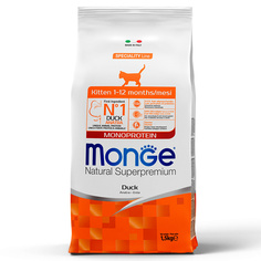 Сухой корм Monge Cat Monoprotein для котят и беременных кошек, утка 1,5 кг