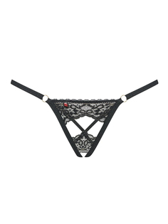 Трусы женские Obsessive Meshlove crotchless thong черные S-M
