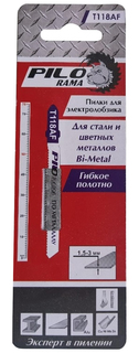 Pilorama Пилки для лобзика Bi-metal 75x50 мм 21з/дсталь,цв.мет.,пласт. h=1,5-3мм T118AF 1ш