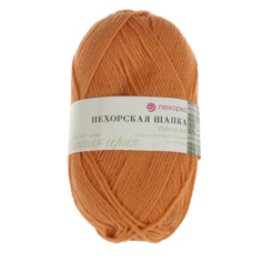 Пряжа Пехорская шапка 85% меринос.шерсть 15% акрил 200м/100гр (186 манго) Пехорка