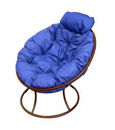 Кресло M-GROUP "ПАПАСАН" мини без ротанга коричневое, синяя подушка