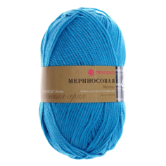 Пряжа Мериносовая 50%меринос.шерсть 50% акрил 200м/100гр (223-Св.бирюза) Пехорка