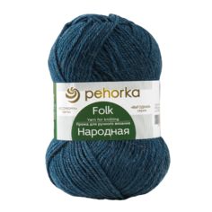 Пряжа Народная 30% шерсть 70% акрил объёмный 220м/100гр (255-Джинсовый) Пехорка