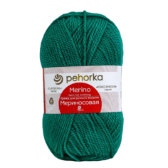 Пряжа Мериносовая 50%меринос.шерсть 50% акрил 200м/100гр (511-Зелёнка) Пехорка
