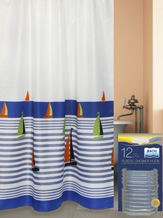 Комплект штора для ванной и кольца BATH PLUS akch17022
