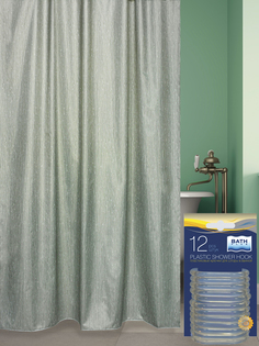 Комплект штора для ванной и кольца DRIZZLE, grey akch-21292 Bath Plus