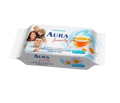 Салфетки влажные Aura для всей семьи, 63 шт.