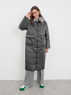 Пуховик-пальто женский Pompa 1012183i60291 серый 42 RU
