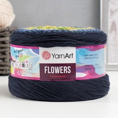 Пряжа "Flowers" 55% хлопок, 45% полиакрил 1000м/250гр (250 разноцветный) No Brand