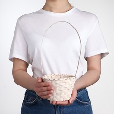 Корзина плетеная, бамбук, белая, (цилиндр) No Brand