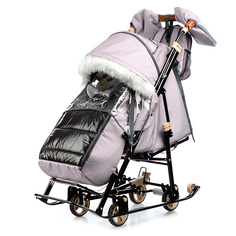 Санки-коляска Glory gloss (пудровый) Galaxy