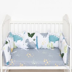 Бортик Крошка Я Little dino 35х35 см, 8 шт, 100% хлопок