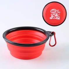 Миска Пушистое счастье Еще!, силиконовая, 14,2х12,8х2 см, 350 мл, красная