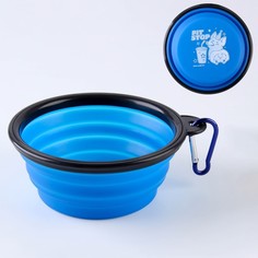 Миска Пушистое счастье Pit-stop, силиконовая, 14,2х12,8х2 см, 350 мл, синяя