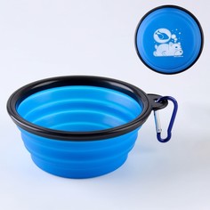 Миска Пушистое счастье Вкусные сны, силиконовая, 14,2х12,8х2 см, 350 мл, синяя