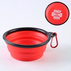 Миска Пушистое счастье Only for dog, силиконовая, 14,2х12,8х2 см, 350 мл, красная