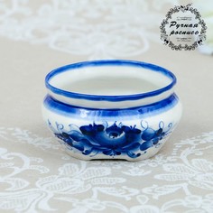 Миска-бульонница, гжель, фарфор, автор Окулова, 6х11 см No Brand