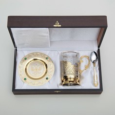 Чайный набор ГЕРБ РФ (подстаканник с блюдцем) No Brand