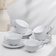 Чайный сервиз на 6 персон Rococo: чашка 220 мл, блюдце d=15,7 см Cmielow