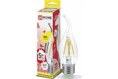 IN HOME Лампа светодиодная LED-СВЕЧА НА ВЕТРУ-deco 5Вт 230В Е27 3000К 450Лм прозрачная 469