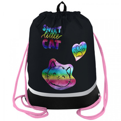 Мешок для обуви 1 отделение Berlingo Meow love 510x400мм расшир. дно светоотр. Лента