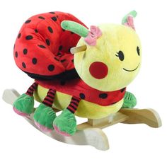 Качалка Божья коровка, музыкальная, красно-черная, 61х32х52 см, JR2562B No Brand