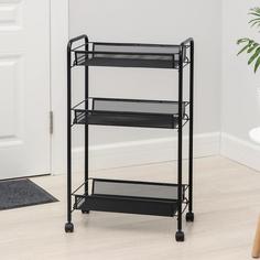 Этажерка «Ладья 2К», 3 яруса, 44×25×73,5 см, на колёсиках, цвет чёрный ЗМИ
