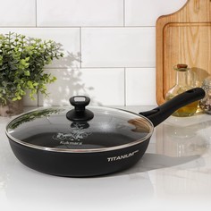 Сковорода Titanium pro, d=28 см, съёмная ручка антипригарное покрытие чёрный Kukmara