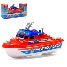 Катер Патрульная лодка работает от батареек, цвета МИКС. No Brand