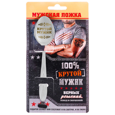 Ложка с гравировкой подарочная на открытке «100% крутой мужик» Семейные традиции