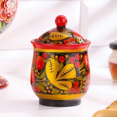 Сахарница малая, 8х11 см, хохлома No Brand