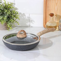 Сковорода кованая Huochu, 22×4,5 см пластиковая ручка, индукция серый No Brand