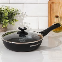Сковорода Titanium pro, d=24 см, съёмная ручка антипригарное покрытие чёрный Kukmara