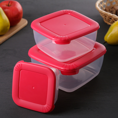 Набор пищевых контейнеров «Лайт», 3 шт: 460 мл; 950 мл; 1,5 л, цвет МИКС Полимербыт