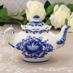 Чайник «Хуторок», H=13,5 см, гжель No Brand